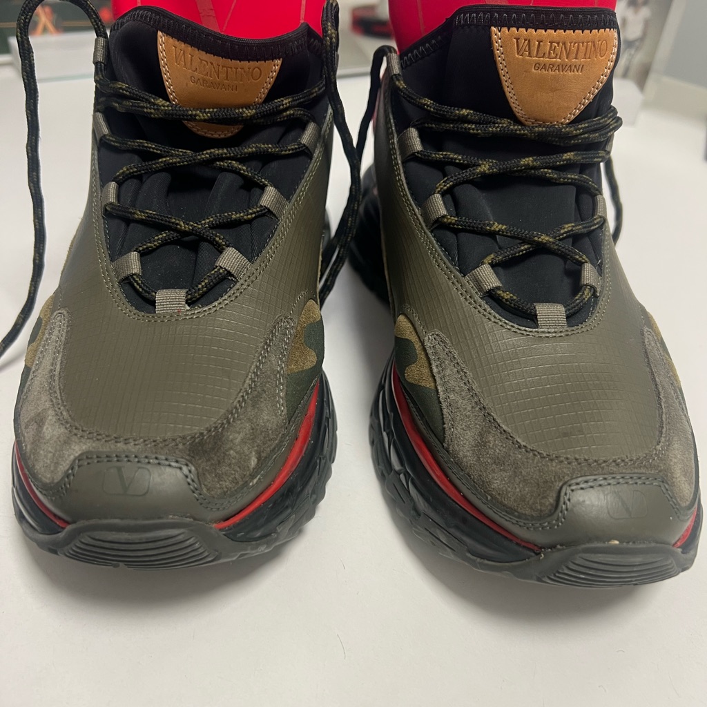Valentino Garavani Men's Olive And Red Athletic Shoes
